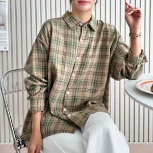여성남방 데일리 여성복 오버핏 체크남방 셔츠 오버핏
