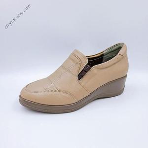 발편한 양가죽 통굽 여성슬립온 swm24022-브라운