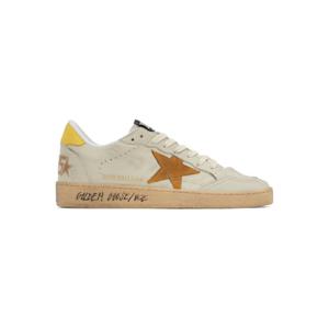 25 FW Golden Goose 남성 오프 화이트   옐로우 볼스타 스니커즈 242264M237031