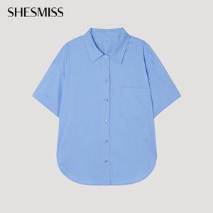 [쉬즈미스] 코튼 스트라이프 오픈 카라 셔츠_SWWSTP22230_BL