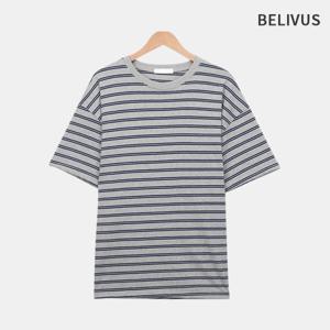 [빌리버스]빌리버스 남자 반팔 스트라이프 면 티셔츠 BWV083