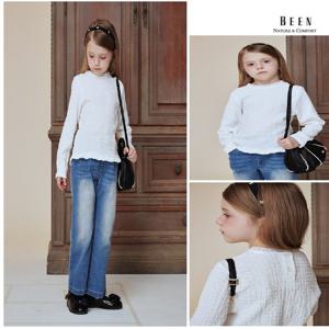 [빈]BA12BL01WT화이트 밑단 프릴 티블라우스