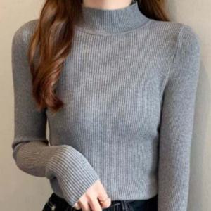 여성 반목 니트 골지 티셔츠 ST2557