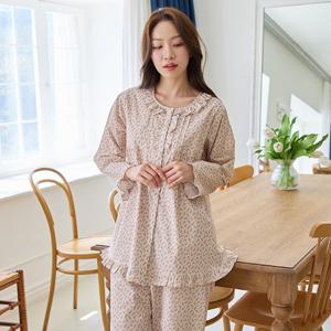 바풀 CA4W13016 여성잠옷 순면 파자마 투피스 잠옷 상하 세트