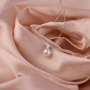 시후주얼리 순은 실버925 큐빅 모조다이아 핵진주목걸이 SS524N