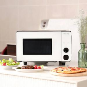 쿠잉 프리즘 레트로 디자인 플랫 전자레인지 20L 미니 소형 원룸 사무실 가정용 화이트
