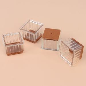 4P 투명 사각 펠트 의자캡 의자발신발 의자발카바 소음방지 의자캡 의자발캡 식탁의자발 바닥긁힘방지 의자
