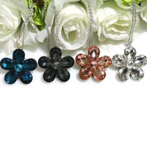 큐빅 5꽃잎 체인 목걸이 겸 브로치