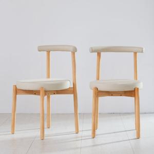 [베스트리빙] 카미유 원목의자 (가죽좌판) 인테리어 카페의자 2Colors 2개