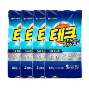 테크 호르몬 특유취 분말세제 겸용 4KG x 4개
