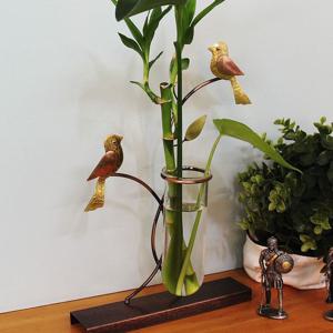 종달새공예품 새2P 황동수공예 시험관 수경식물 장식 유리 꽃 화병