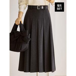 [커스텀에이블][55-77]모직 주름 A라인 스커트_T2511SK074D