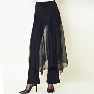 까르죠아 쉬폰 이중 여신 와이드 팬츠 라인 댄스바지