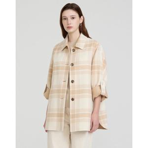 닥스 여성 25SS캐시미어베이지 체크 셔츠형 하프 코트 DLCO5A101I2