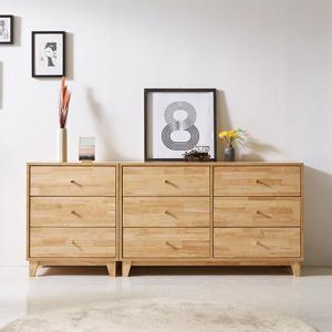 퍼스웰 그린 1800고무나무원목 LPM 3단와이드서랍장세트(GB_011)