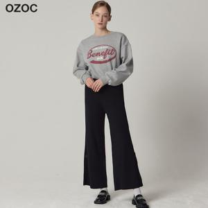 [오조크(OZOC)] 쓰리버튼 와이드 골지니트 팬츠 (택가격 78000원)