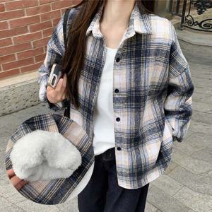 F007448_따뜻한 체크무늬 루즈핏 양털셔츠자켓