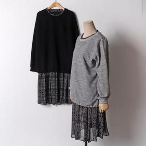 빅사이즈 502 골지니트쉬폰롱원피스 DMNB965