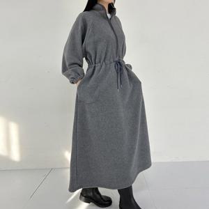 나야홍 / 빅사이즈 601 반집업후리스쭈리원피스 DPOV951