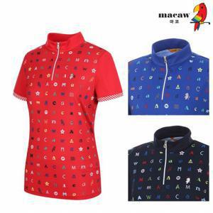 [마코] (여성)알파벳 패턴 집업 반팔 티셔츠_MLW2TH12