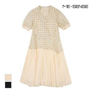 [미센스]MARIO사각체크패턴 플리츠 원피스_MB25OPM102A