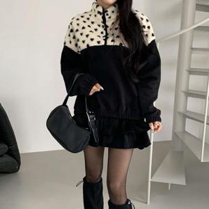 여성 빅사이즈 하프집업 스타일 티셔츠