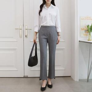 [옷자락]여자 나팔 오피스룩 언발 SS 정장바지 슬릿 팬츠