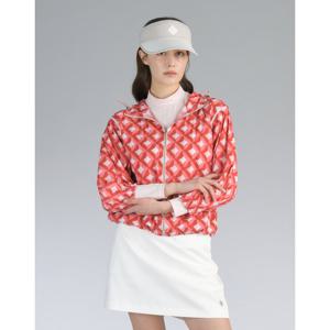 닥스 골프 여성 25SS PREMIUM 레드 에어리 패턴 후드 블루종 점퍼 DNJU5B411R2