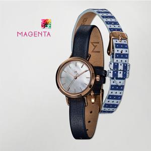 (GS VIP전용)마젠타 여성 가죽+패브릭밴드 MG885.02.205.RG.BLU