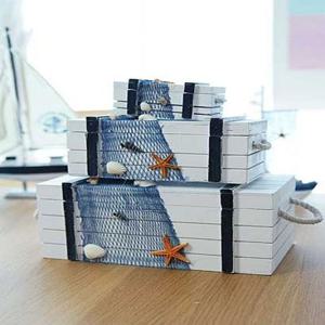 여름 바다를 닮은 조개달린 오션 수납함 3P세트