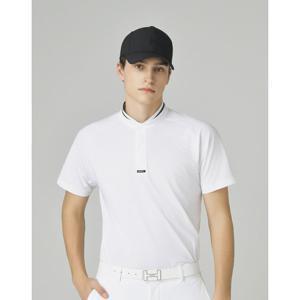 헤지스 골프 25FW 화이트 남성 냉감 변형 카라 반팔 티셔츠 HUTS5C618OW