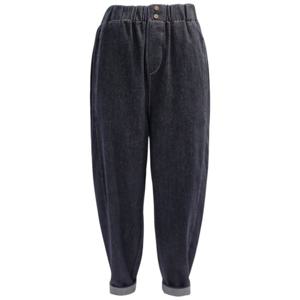 [페이지플린]밴딩 체크 배색 롤업 배기 청바지 F5CPT501