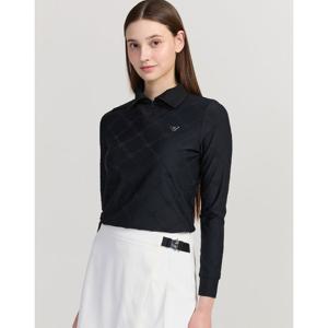 닥스 골프 여성 25FW PREMIUM 블랙 로고 자카드 페이크 레이어드 티셔츠 DNTS5C653BK