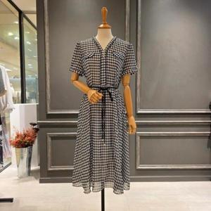 [아니베에프]A57WOP700_브이넥 패턴 쉬폰 원피스