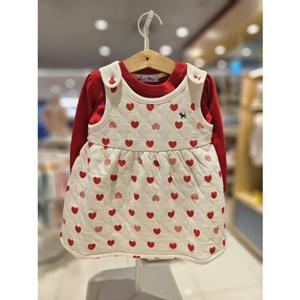 블루독베이비[hu]25.FW겨울신상 RD)하트퀼팅SET원피스 45C70-674-01 드레스 퀼팅원피스 스커트 겨울원피스