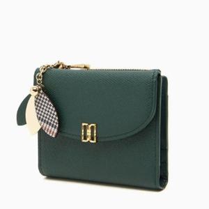[닥스] 그린 가죽 체크 플라워 장식 반지갑 DCWA5E307E2