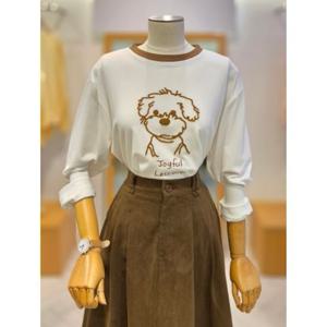 [레코브] 강아지자수티셔츠 LC31EXLT523X