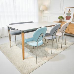 비엔나 세라믹 포세린 애쉬 실버 크롬 6인용 1800 벤치형 식탁세트 의자포함