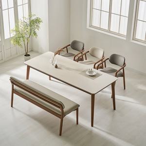 아빌라 포세린 세라믹 고무나무원목 6인용 1900 벤치형 식탁세트