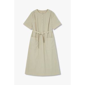 [지컷]라운드넥 아웃 포켓 벨티드 원피스 (7295237101)