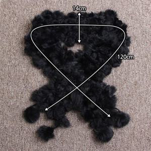 토끼털 방울 목도리 블랙 여성용 워머 머플러