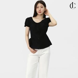 엘케이트 여자 블라우스 반팔 퍼프숄더 여름 핀턱블라우스 LBB002