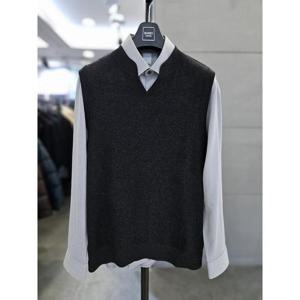 바쏘옴므 세이브존03 바쏘옴므 남자 슬릿넥 차콜 조끼  혼방 니트 베스트 WSAGZ3WV05A