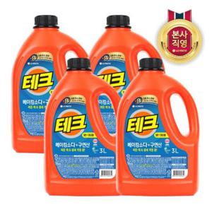 [빠른배송] 테크 베이킹소다+구연산 3L*4개 (일반/드럼 겸용)