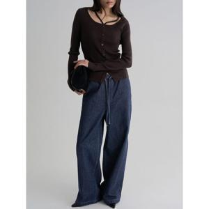 (356121WMFR) [에잇세컨즈] 밴딩 와이드 데님  네이비