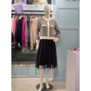 클리지 세이브존03 클리지 체크배색 니트쉬폰 원피스 ACO8WOP02GA