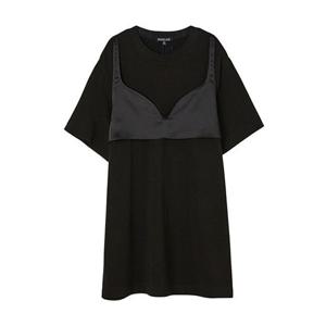 [랩]MARIO뷔스티에 배색 기모 박시티셔츠 AQ4CTA73