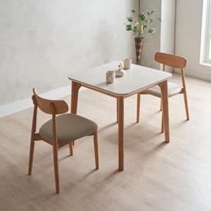 리가 2인용 세라믹 식탁 세트 A형 800 (테이블800+식탁의자 A형 원목 2개)