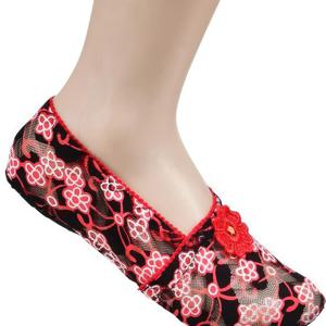 크로바 미끄럼방지 망사 플라워 여성 덧신 5P 고급