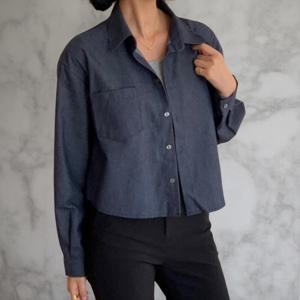 옷자락 / 여성 면혼합 청포켓 세미크롭 셔츠